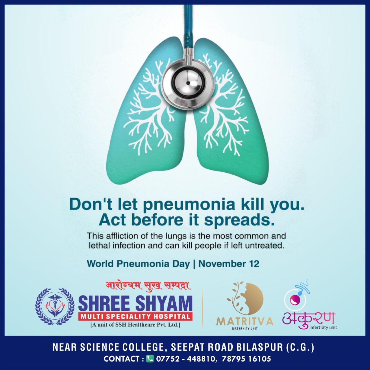 Don't let pneumonia kill you. Act before its it spreads.